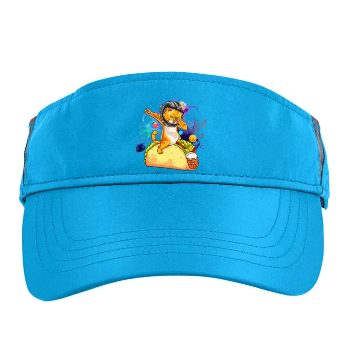 Dabbing Cat Astronaut In Space Riding Taco Adult Drive Performance Visor