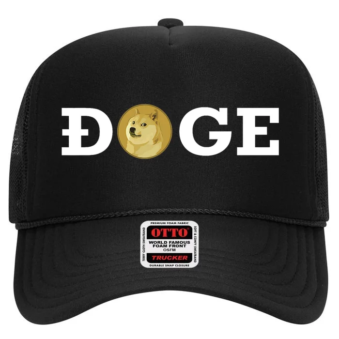 Dogecoin Cryptocurrency Blockchain Shiba Inu Doge Dogecoin High Crown Mesh Trucker Hat