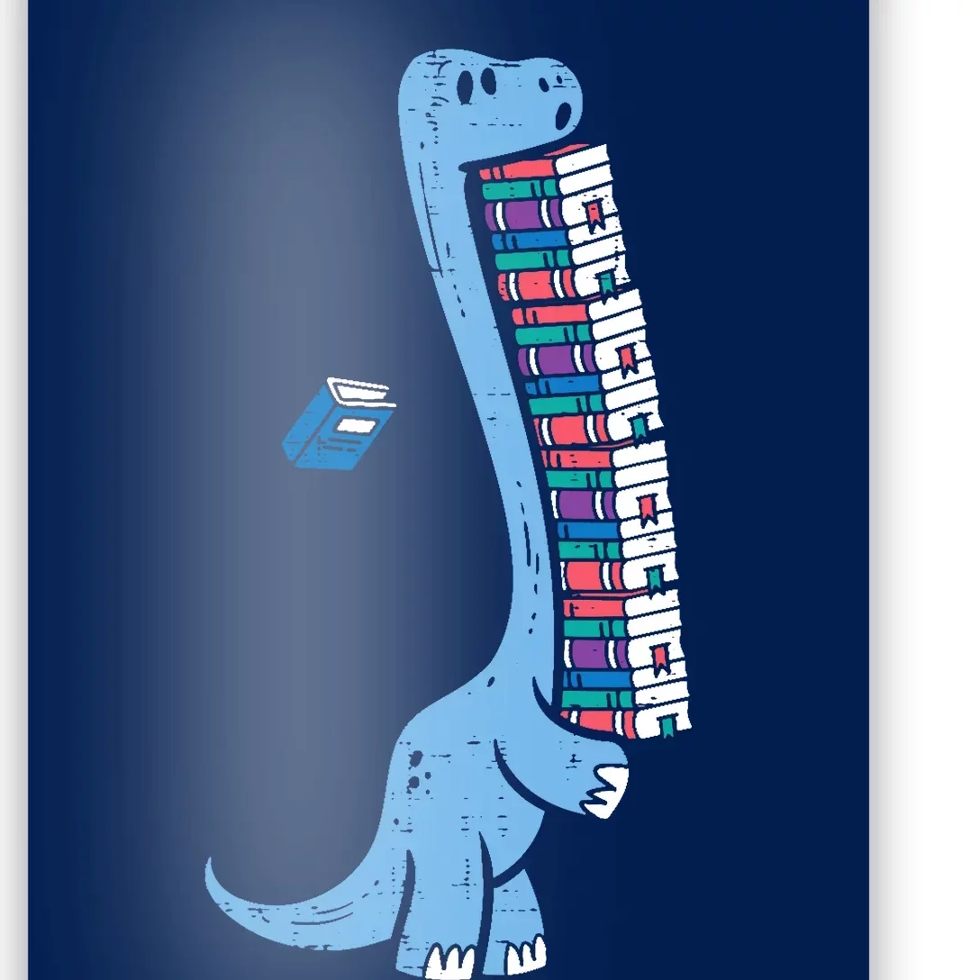 Dino Carrying Books Cute Bookworm Boy Librarian Poster