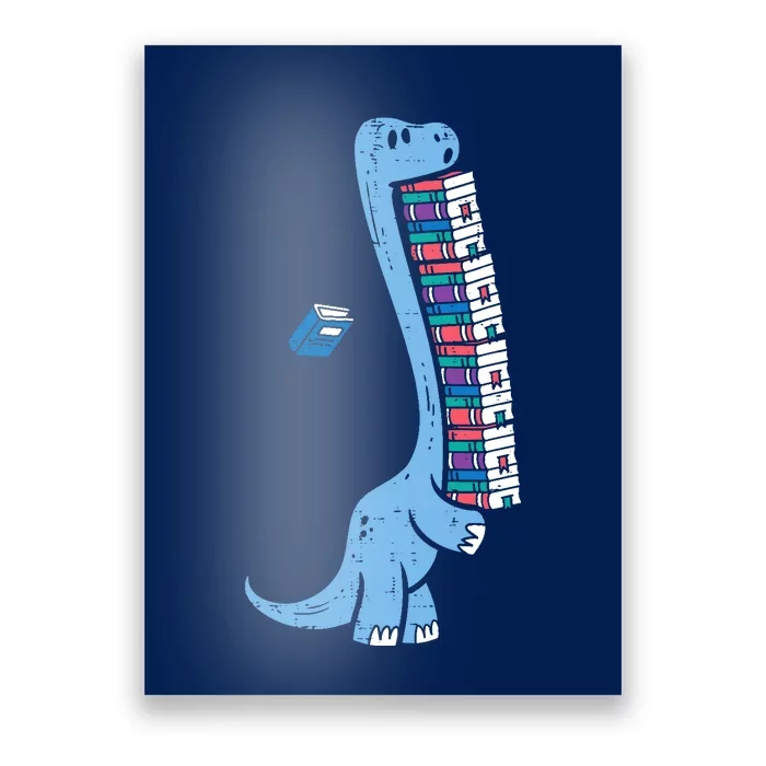 Dino Carrying Books Cute Bookworm Boy Librarian Poster