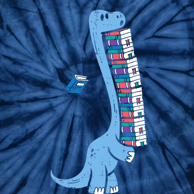 Dino Carrying Books Cute Bookworm Boy Librarian Tie-Dye T-Shirt