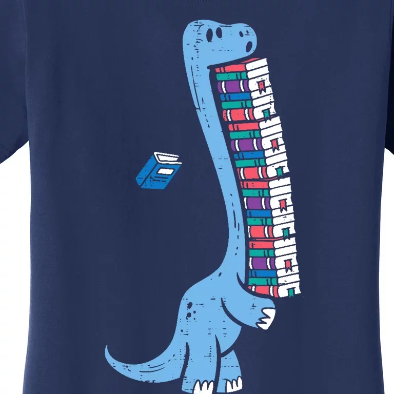 Dino Carrying Books Cute Bookworm Boy Librarian Women's T-Shirt