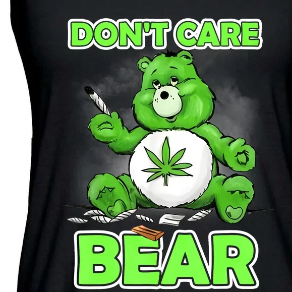 Dont Care Bear Smoking Weed Cannabis Marijuana 4 20 Stoner Gift 2 Ladies Essential Flowy Tank