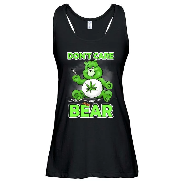 Dont Care Bear Smoking Weed Cannabis Marijuana 4 20 Stoner Gift 2 Ladies Essential Flowy Tank