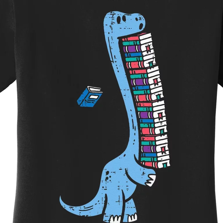 Dino Carrying Books Cute Bookworm Librarian Women's T-Shirt