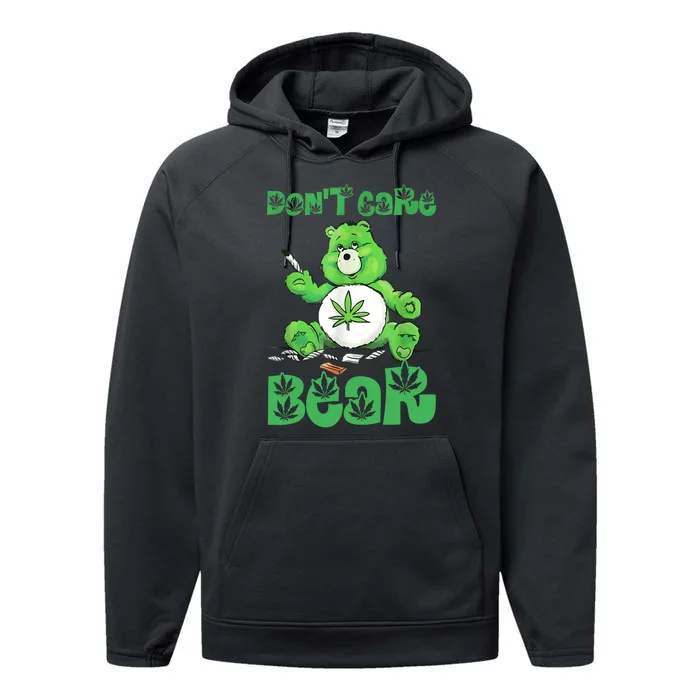 Dont Care Bear Smoking Weed Cannabis Marijuana 4 20 Stoner Gift 2 Performance Fleece Hoodie