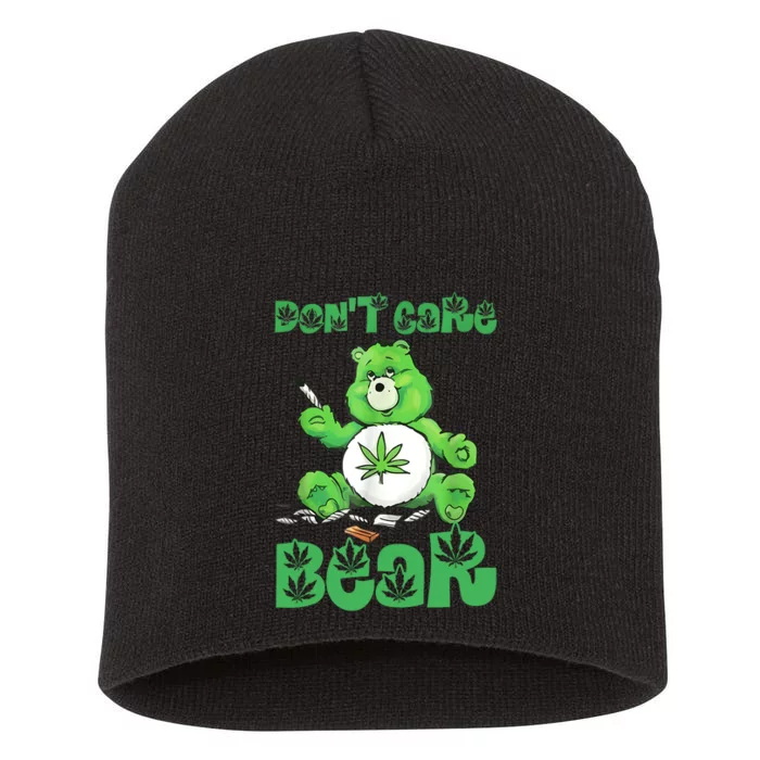 Dont Care Bear Smoking Weed Cannabis Marijuana 4 20 Stoner Gift 2 Short Acrylic Beanie