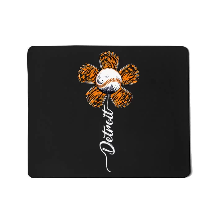 Detroit Colorful Baseball Flower Souvenir I Love Detroit Mousepad