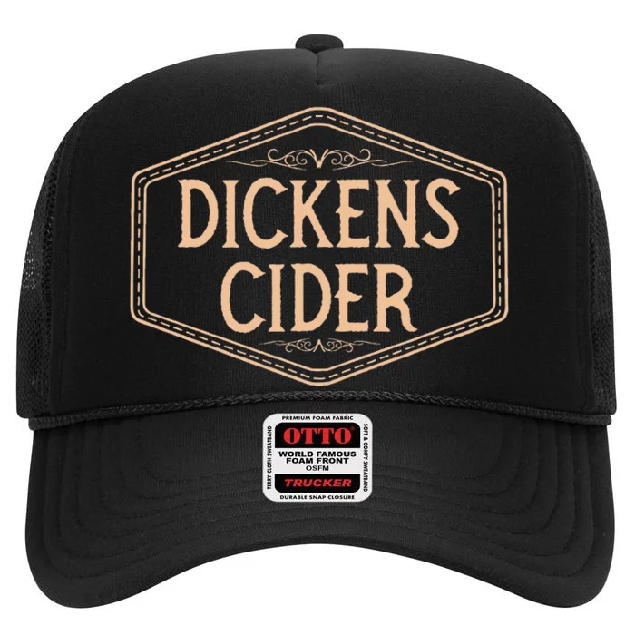 Dickens Cider Bottle Label Pun Design Cheeky Innuendo High Crown Mesh Trucker Hat