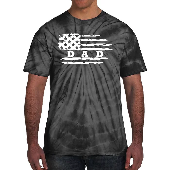 Dad Classic Bold Font With Us American Flag Fathers Day Tie-Dye T-Shirt