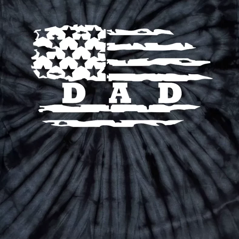 Dad Classic Bold Font With Us American Flag Fathers Day Tie-Dye T-Shirt