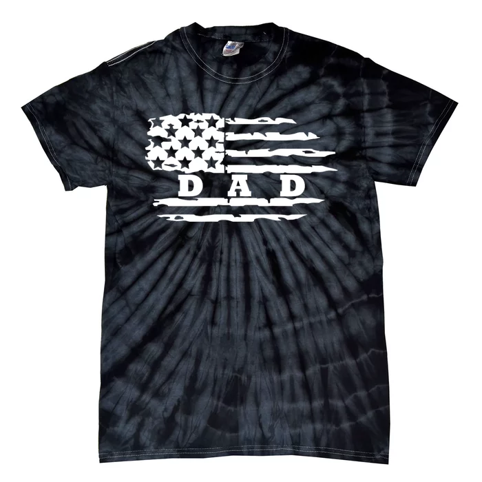 Dad Classic Bold Font With Us American Flag Fathers Day Tie-Dye T-Shirt