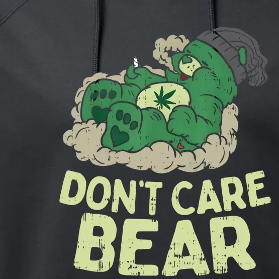 Dont Care Bear Smoking Weed Cannabis Marijuana 4 20 Stoner Gift 2 Performance Fleece Hoodie