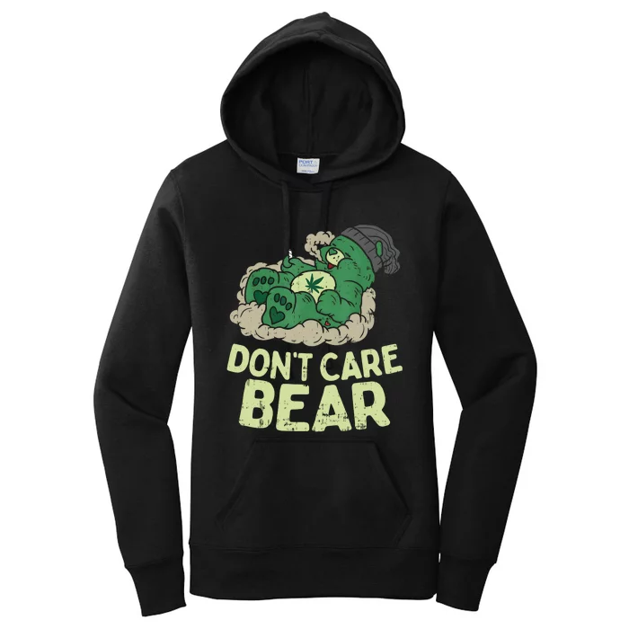 Dont Care Bear Smoking Weed Cannabis Marijuana 4 20 Stoner Gift 2 Women's Pullover Hoodie