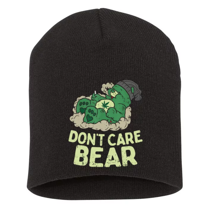 Dont Care Bear Smoking Weed Cannabis Marijuana 4 20 Stoner Gift 2 Short Acrylic Beanie