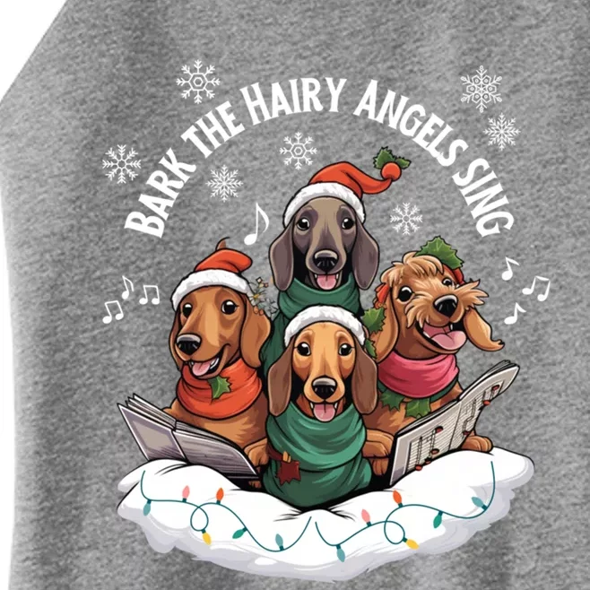 Dachshund Christmas Bark The Hairy Angels Sing Funny Dog Gift Women’s Perfect Tri Rocker Tank