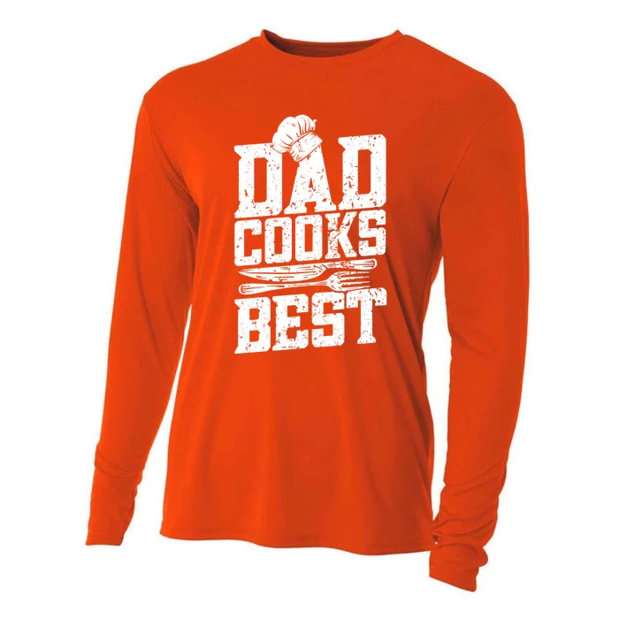 Dad Cooks Best Cook Cooking Funny Chef Funny Gift Cooling Performance Long Sleeve Crew