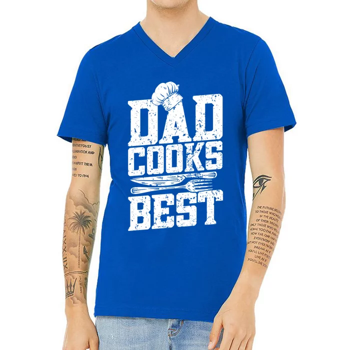 Dad Cooks Best Cook Cooking Funny Chef Funny Gift V-Neck T-Shirt