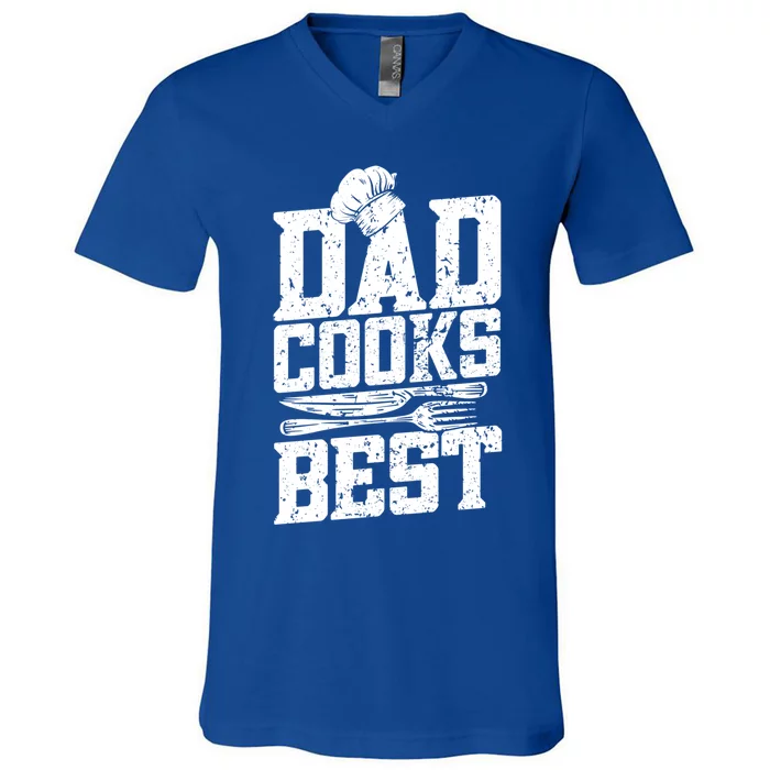 Dad Cooks Best Cook Cooking Funny Chef Funny Gift V-Neck T-Shirt