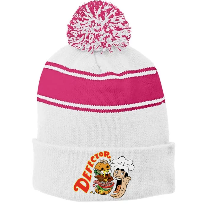 Defector Chefector Big Burger Stripe Pom Pom Beanie