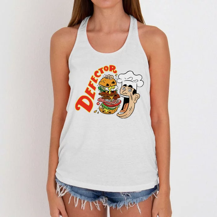 Defector Chefector Big Burger Women's Knotted Racerback Tank