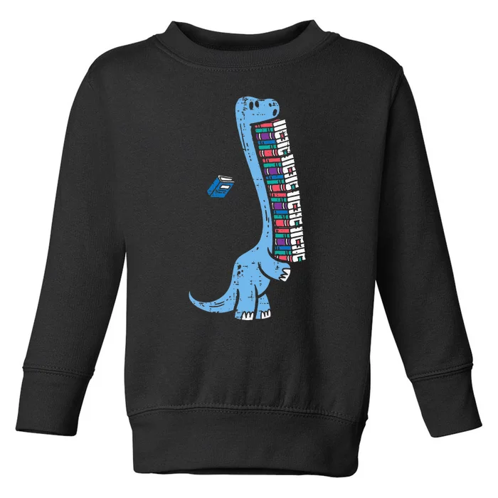 Dino Carrying Books Cute Bookworm Librarian Toddler Sweatshirt