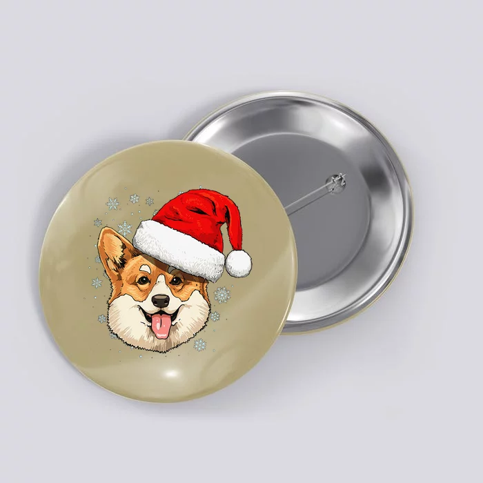 Dog Christmas Corgi Santa Clause Navidad Xmas Corgi Lovers Button