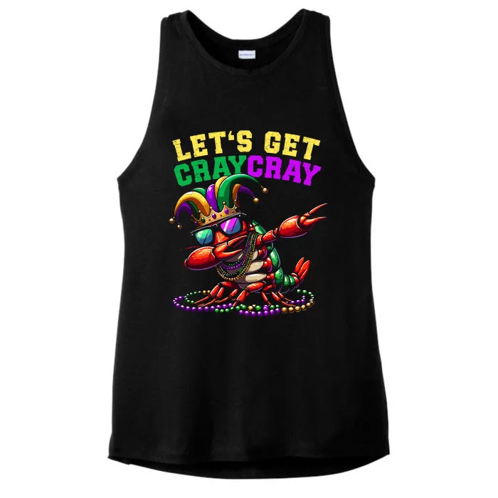 Dabbing Crawfish Costume Mardi Gras Ladies Tri-Blend Wicking Tank