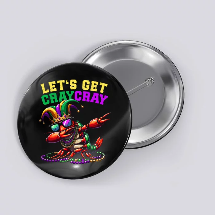 Dabbing Crawfish Costume Mardi Gras Button