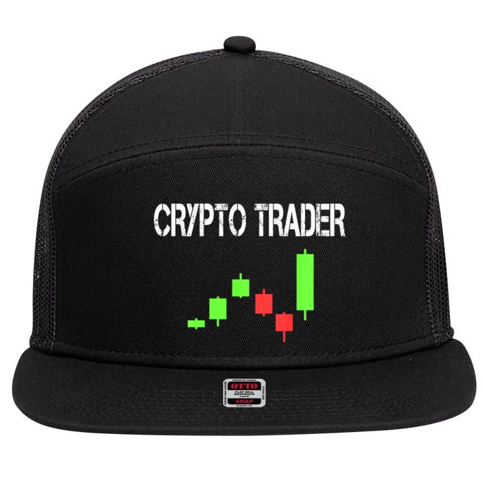 Daytrading Crypto Currency Candlestick For Traders 7 Panel Mesh Trucker Snapback Hat