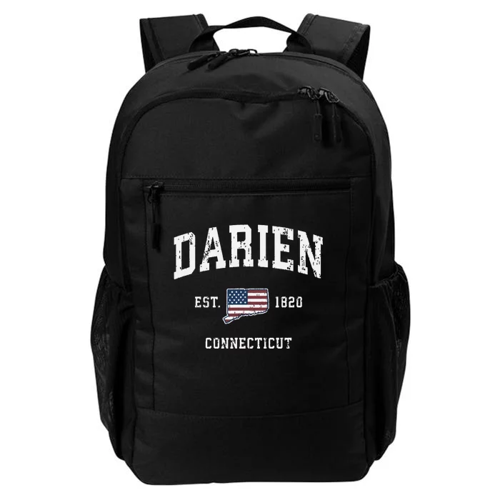 Darien Connecticut Ct Vintage American Flag Sports Design Daily Commute Backpack