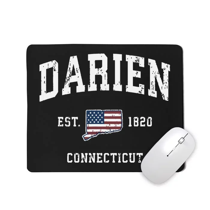 Darien Connecticut Ct Vintage American Flag Sports Design Mousepad