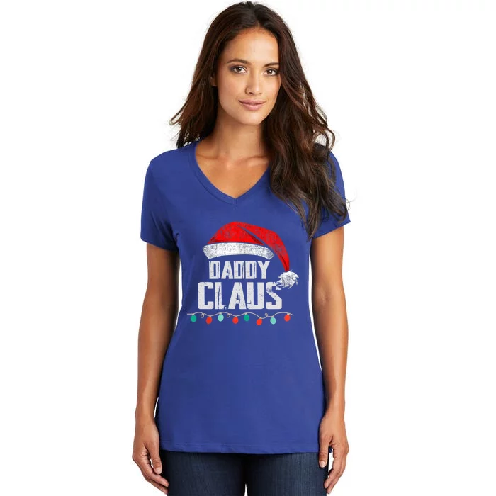 Daddy Claus Christmas Pajama Family Matching Xmas Light Cool Gift Women's V-Neck T-Shirt