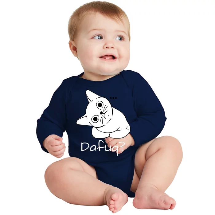 Dafuq Confused Cat Baby Long Sleeve Bodysuit