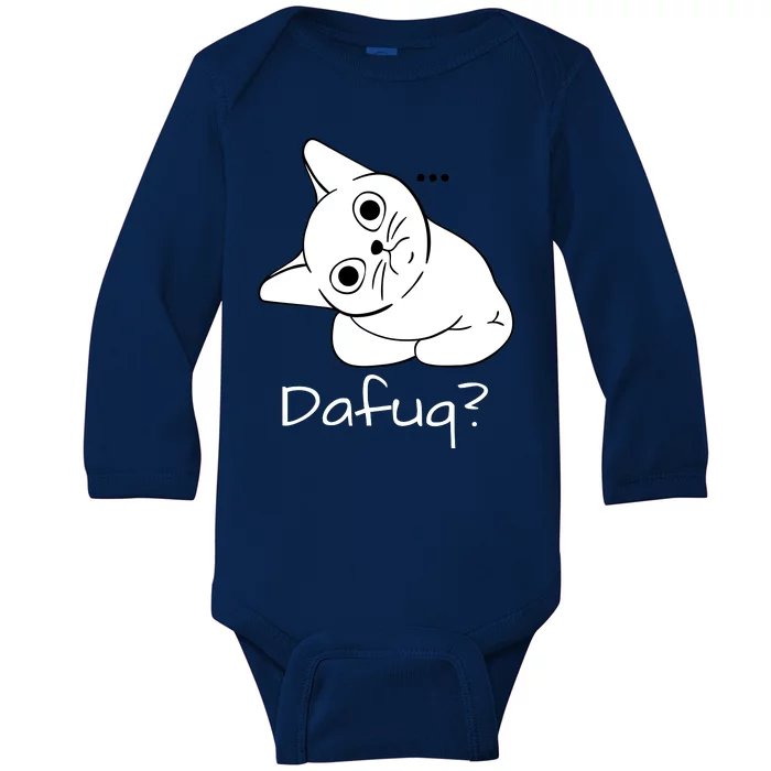 Dafuq Confused Cat Baby Long Sleeve Bodysuit