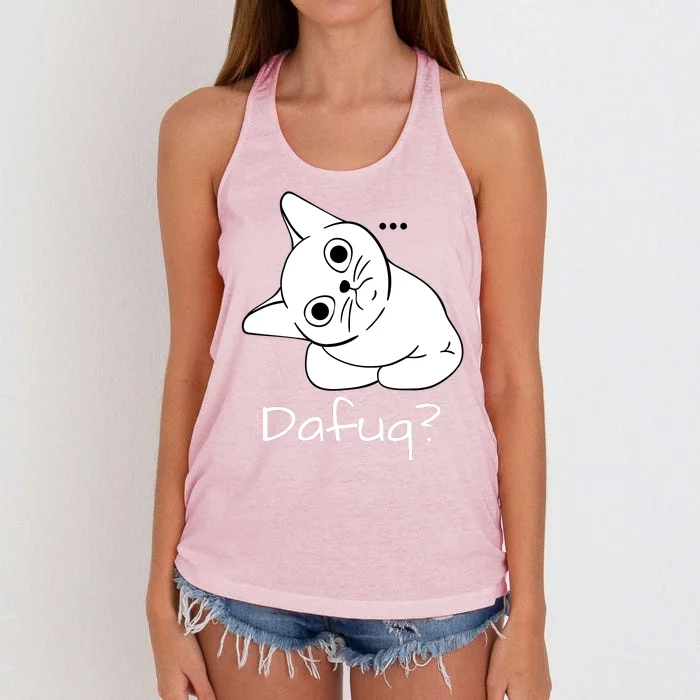 Dafuq Confused Cat Women's Knotted Racerback Tank