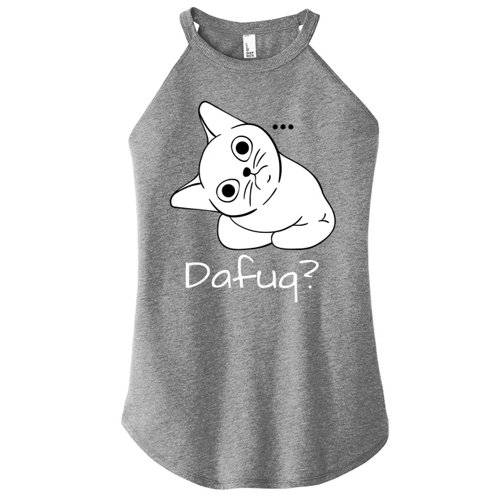 Dafuq Confused Cat Women’s Perfect Tri Rocker Tank