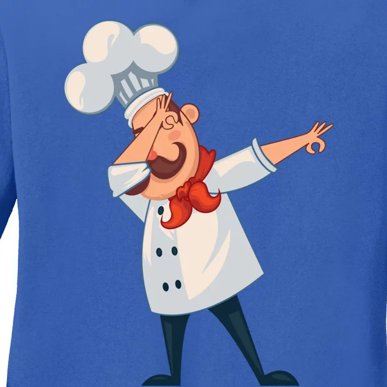 Dabbing Chef Comic Artwork For A Chef Gift Ladies Long Sleeve Shirt