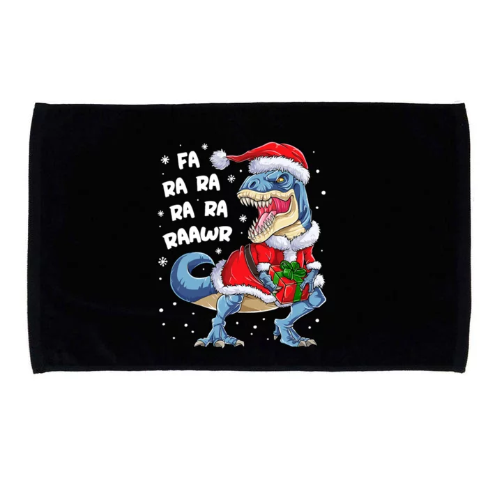 Dinosaur Christmas Cool Gift Fa Ra Ra Rawr T Rex Santa Gift Microfiber Hand Towel