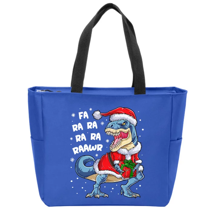 Dinosaur Christmas Cool Gift Fa Ra Ra Rawr T Rex Santa Gift Zip Tote Bag