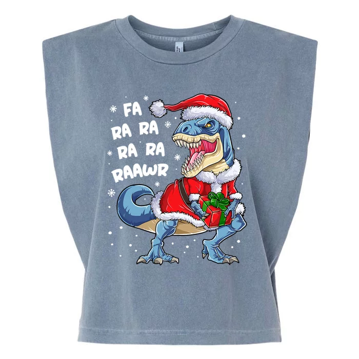 Dinosaur Christmas Cool Gift Fa Ra Ra Rawr T Rex Santa Gift Garment-Dyed Women's Muscle Tee