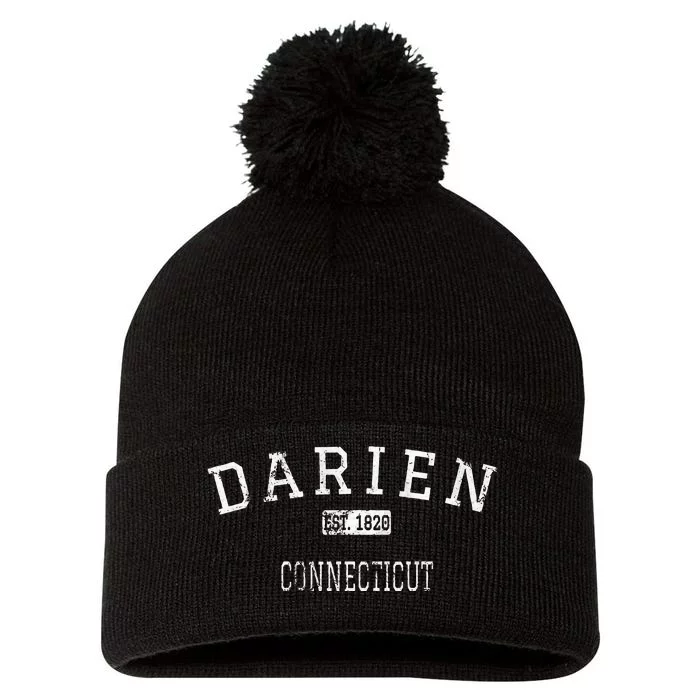 Darien Connecticut Ct Vintage Pom Pom 12in Knit Beanie