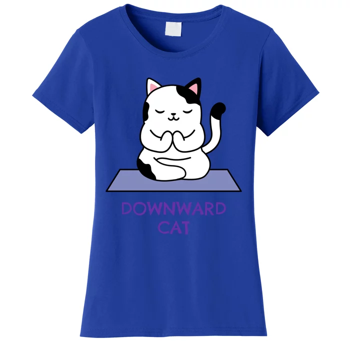 Downward Cat Cute Cat Owner Meditation Yoga Pose Cool Gift Women's T-Shirt