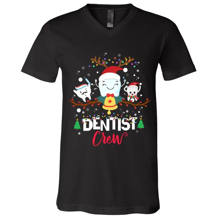 Dentist Christmas Crew Festive Holiday Apparel V-Neck T-Shirt