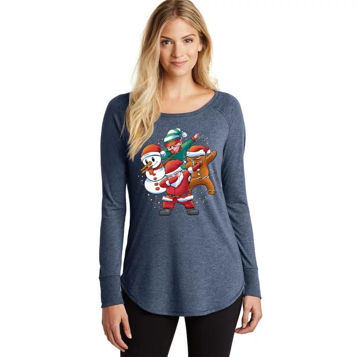 Dabbing Christmas Characters Holiday Women's Perfect Tri Tunic Long Sleeve Shirt