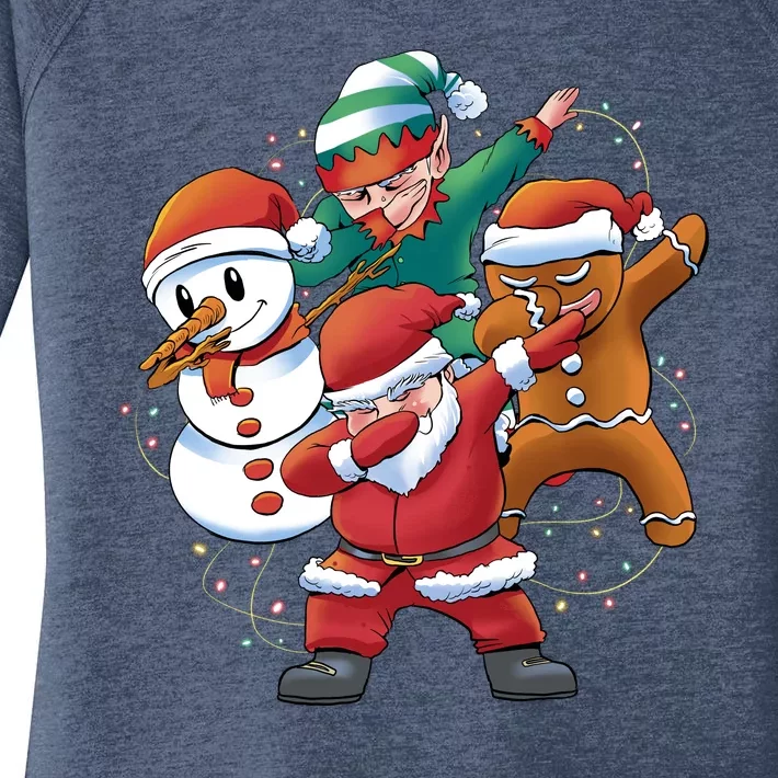 Dabbing Christmas Characters Holiday Women's Perfect Tri Tunic Long Sleeve Shirt