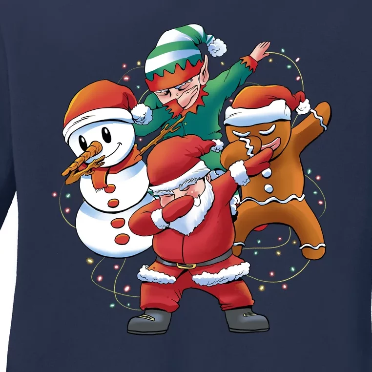 Dabbing Christmas Characters Holiday Ladies Long Sleeve Shirt