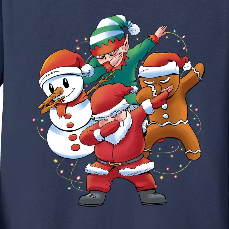 Dabbing Christmas Characters Holiday Kids Long Sleeve Shirt