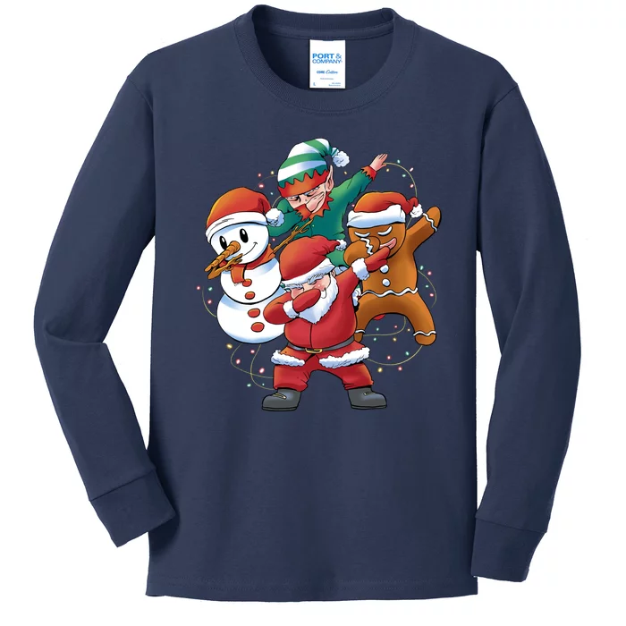 Dabbing Christmas Characters Holiday Kids Long Sleeve Shirt