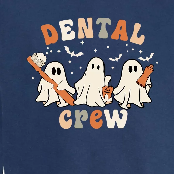 Dental Crew Cute Ghosts Boo Teeth Toothbrush Retro Halloween Gift Garment-Dyed Sweatshirt